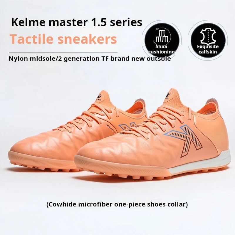 Kelme Soccer Shoes Football Boots Sneakers Men Outdoor Cleats Boots TF Short Staple Calf Leather Artificial Grass Five Person