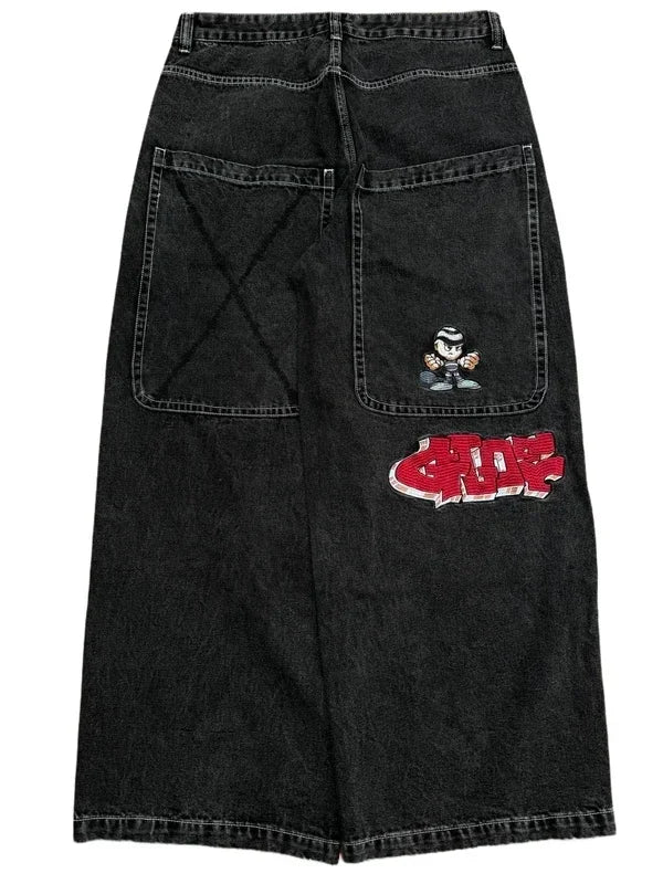 Y2K Embroidered Baggy Jeans