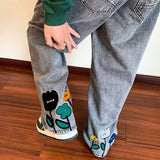 Men's Y2K Flower Printed Baggy Jeans | 2025 Streetwear Wide-Leg Denim Trousers