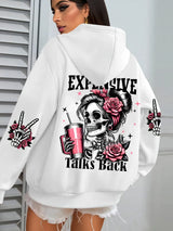 Women’s "Expensive Talks Back" Funny Print Hoodie