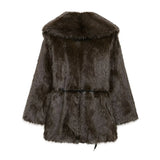 Women's Belt Decoration Collar Solid Color Medium Long Coat Autumn/Winter New Long Sleeve Loose Coat 5