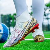 Men's Soccer Shoes High-Top Football Cleats, Outdoor Breathable Athletic Professional Spikes Youth Boys Football Shoes Unisex 4