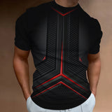 Men’s 3D Line Print Streetwear Tee