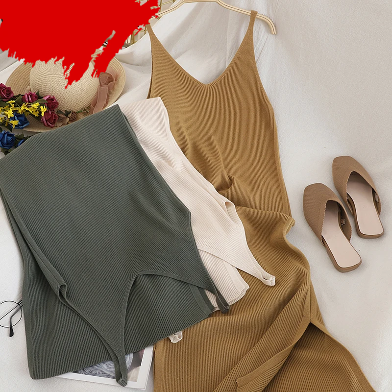 Elegant V Neck Knitted Dress