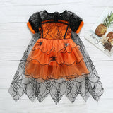 Baby Halloween Costume Girls Princess Spider Mesh Dress Children Vampire Performance Elegant Clothes Witch Dresses 1-6 Y 2