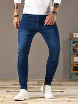 2025 Spring New Mens Slim Fit Classic Skinny Jeans Casual Street Style Casual Mens Skinny Jeans Male Slim Fit Pencil Denim Blue 4