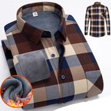 Men's Autumn Winter Thick Fleece Plaid Shirt