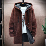 Men's Cardigan Cashmere Long Coat Sweaters with Hoods 4