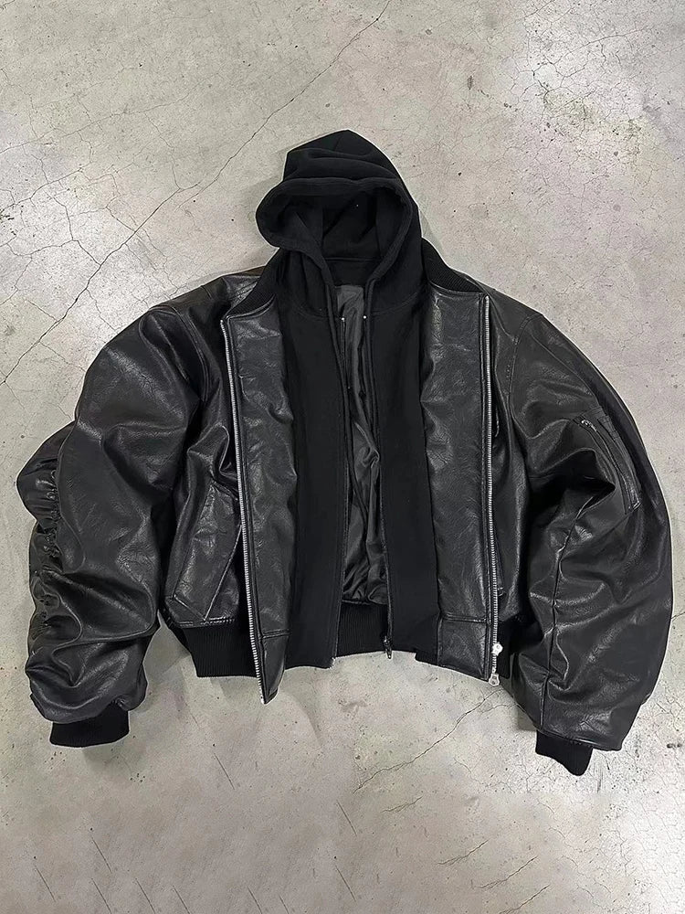 Men’s Oversized Layered Leather Bomber