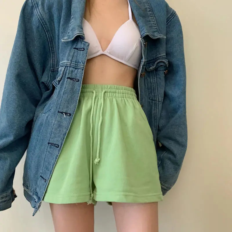 Women Shorts Solid Cozy Simple Casual Loose Hipsters Running Breathable All-match Streetwear Hot Teens Wide Leg Bottoms Summer 8