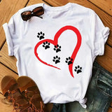 Cartoon Colorful Heart Dog Paw Graphic Print T Shirt 90s Fashion Casual Women Men Short Sleeve Plus Size T Shirt Unisex 5