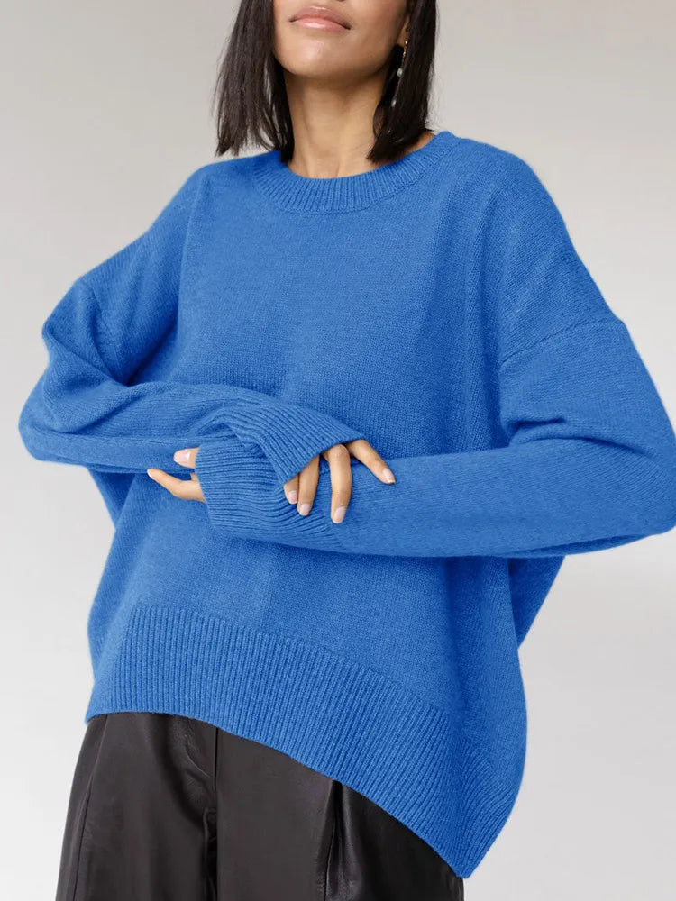 Light Blue Oversized Sweaters For Women 2024 Trend White Loose Sweater Casual Autumn Winter Warm Thick Knit Sweater Women Jumper 10