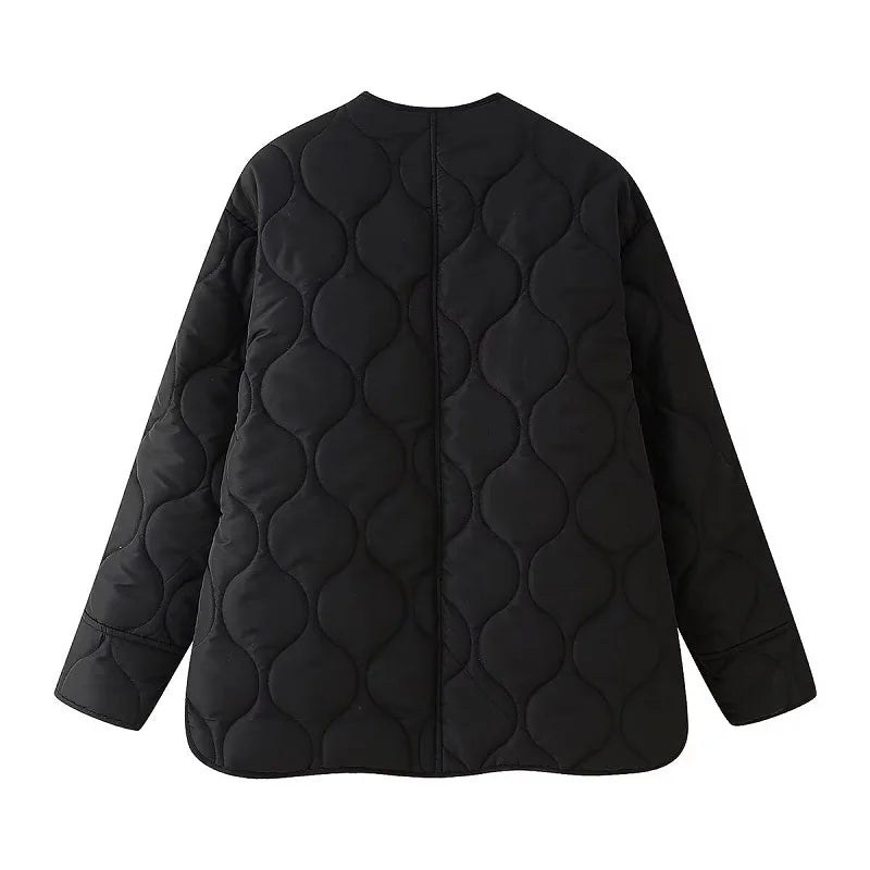 MUJER Black Quilted Jacket Women Padded Demi-season Jackets for Women Long Sleeve Winter Coat Female Outerwears Women's Jacket 6