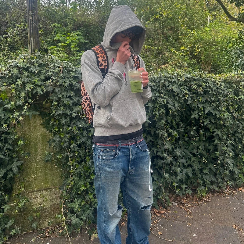 Y2K Campaign Hoodie Retro Smoke Print Sweatshirt Men Women New Trendy Vintage Classic Hip Hop Grey Streetwear Unisex Loose Coat 3