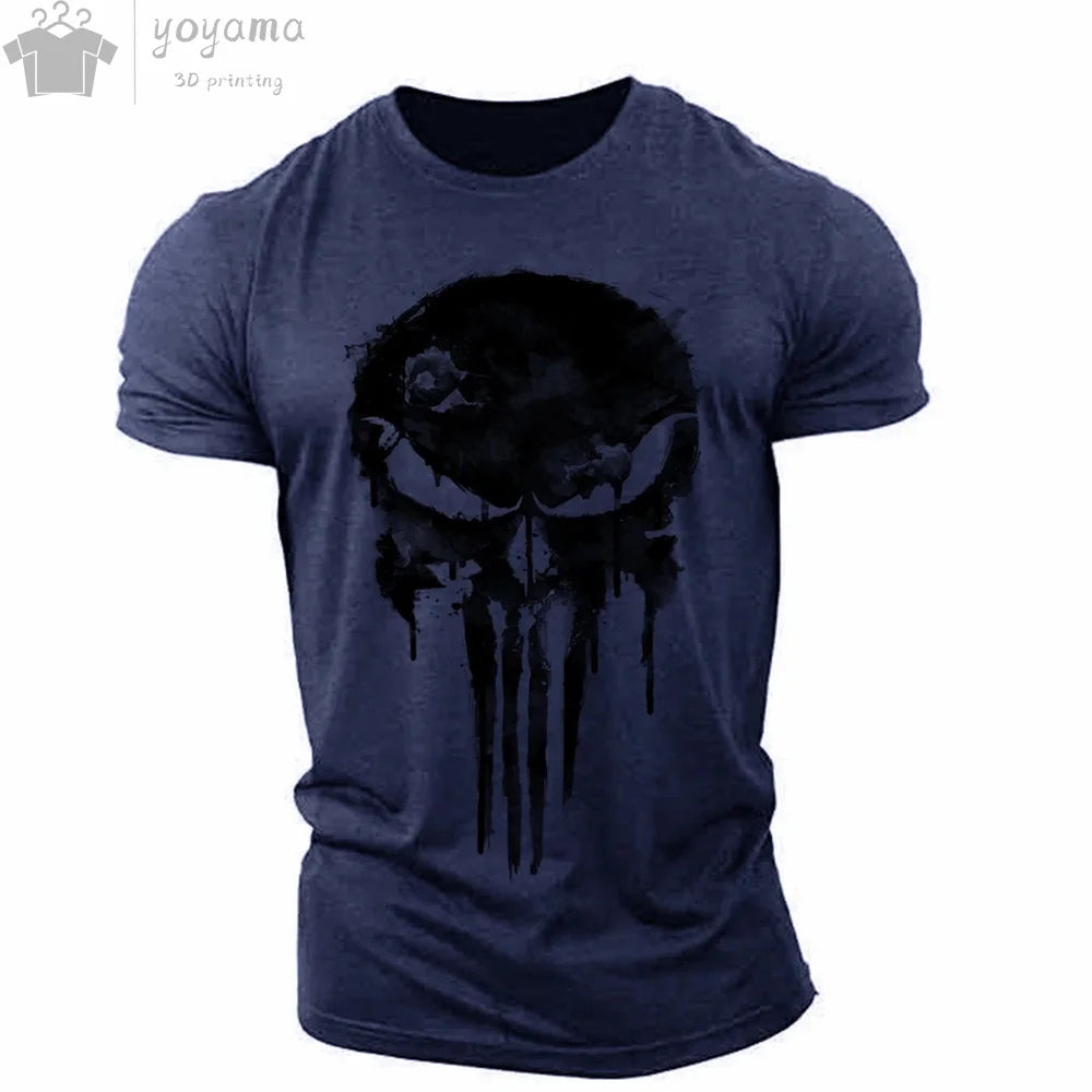 Men's T Shirt 3d Print Military Patriotic Skull O-Neck T Shirt Oversized T-Shirt Short-Sleeved Tee Sportswear Men's Clothing Top 5