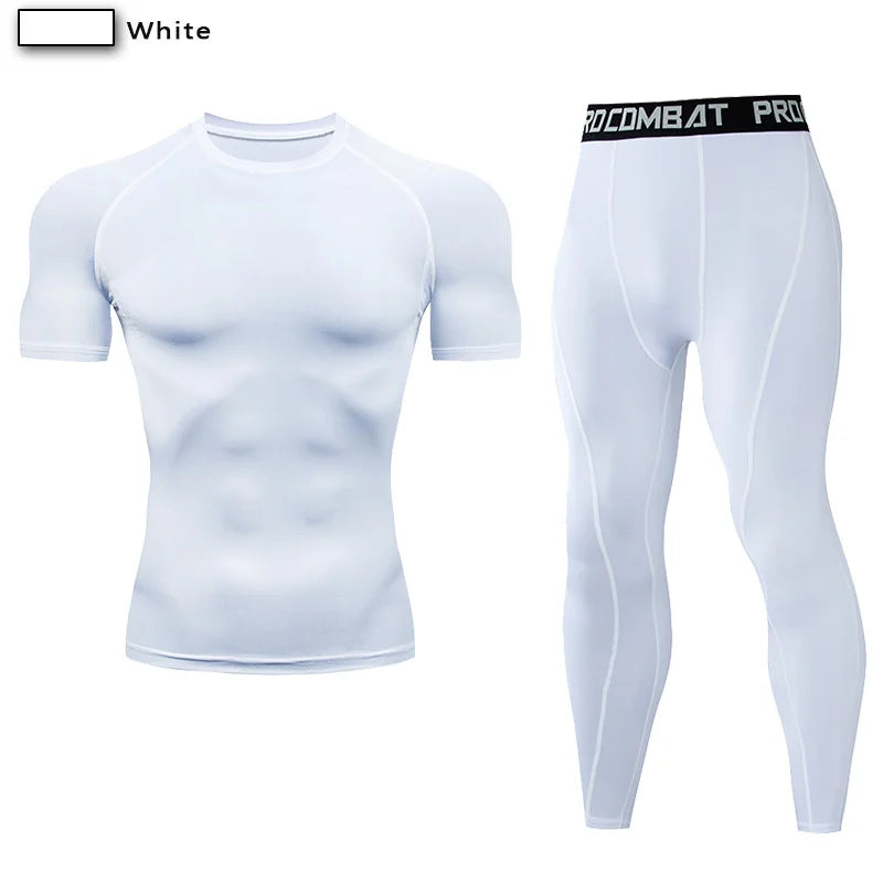2pcs Men Compression Sportswear Suit GYM Tight Sports Yoga Sets
