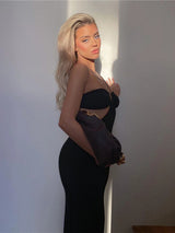 Cryptographic 2024 Summer Spaghetti Strap Halter Sexy Backless Maxi Dress Elegant Bandage Sleeveless Club Party Dresses Bodycon 2