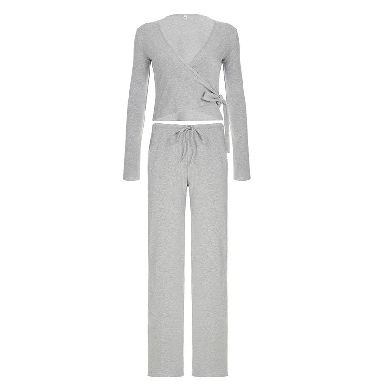 Women’s Flare-Sleeve Cardigan & Wide-Leg Trouser Set