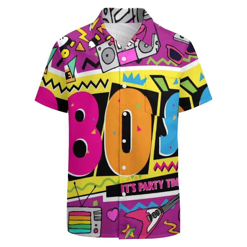 Men's 3D Hawaiian Shirt - Classic Funky Retro Graphic Button Up Party TopStreet Y2k Clothing 4