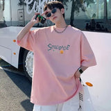 8XL Men Oversize Korean Fashion Loose American Love Puppet Rabbit Print Short Sleeve Round Neck Versatile Trend Couple outfit 3