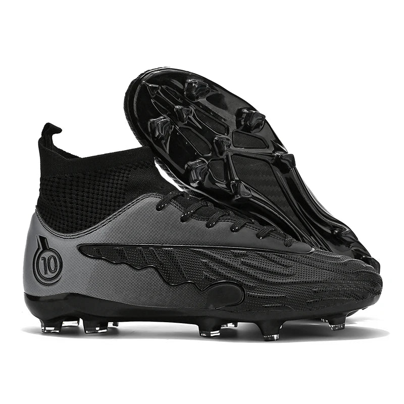Mens Soccer Cleats Outdoor Lightweight High-Top Training Boots, Professional Athletic Long Spikes and TF Ground Football Shoes