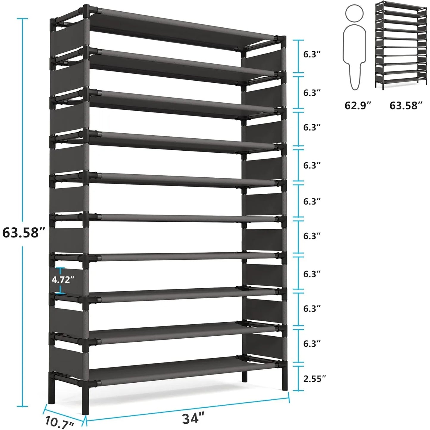 Multi-layer storage Rack, Large Capacity Organizer, bedroom furniture Shoe Shelf for 50 Pair, Book shelf, Versatile usage 3