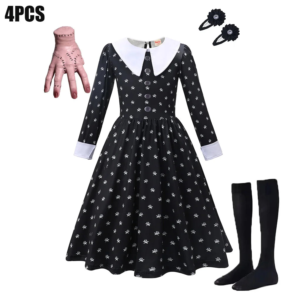 Girls' Gothic Black Mesh Fluffy Dress