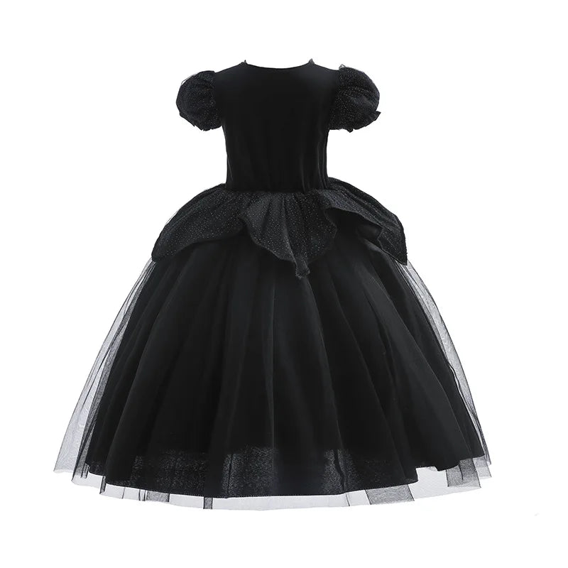 Girl Maleficent Cosplay Dress With Wings Kids Halloween Carnival Evil Witch Dress Up Costume 2-10 Yrs Sequin Ruffles Outfits 3
