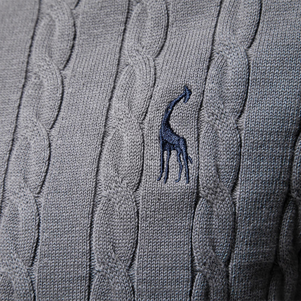 Mens Giraffe Embroidery Cotton Sweaters Round Neck 4