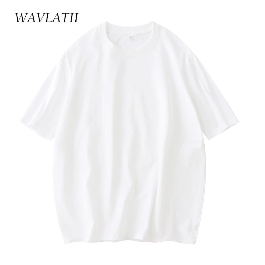 WAVLATII Women New Cotton T shirts Female Soft White Black Tees Lady Plus Size Basic Tops for Summer WT2102 3