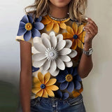 3D Floral Print Summer Tee