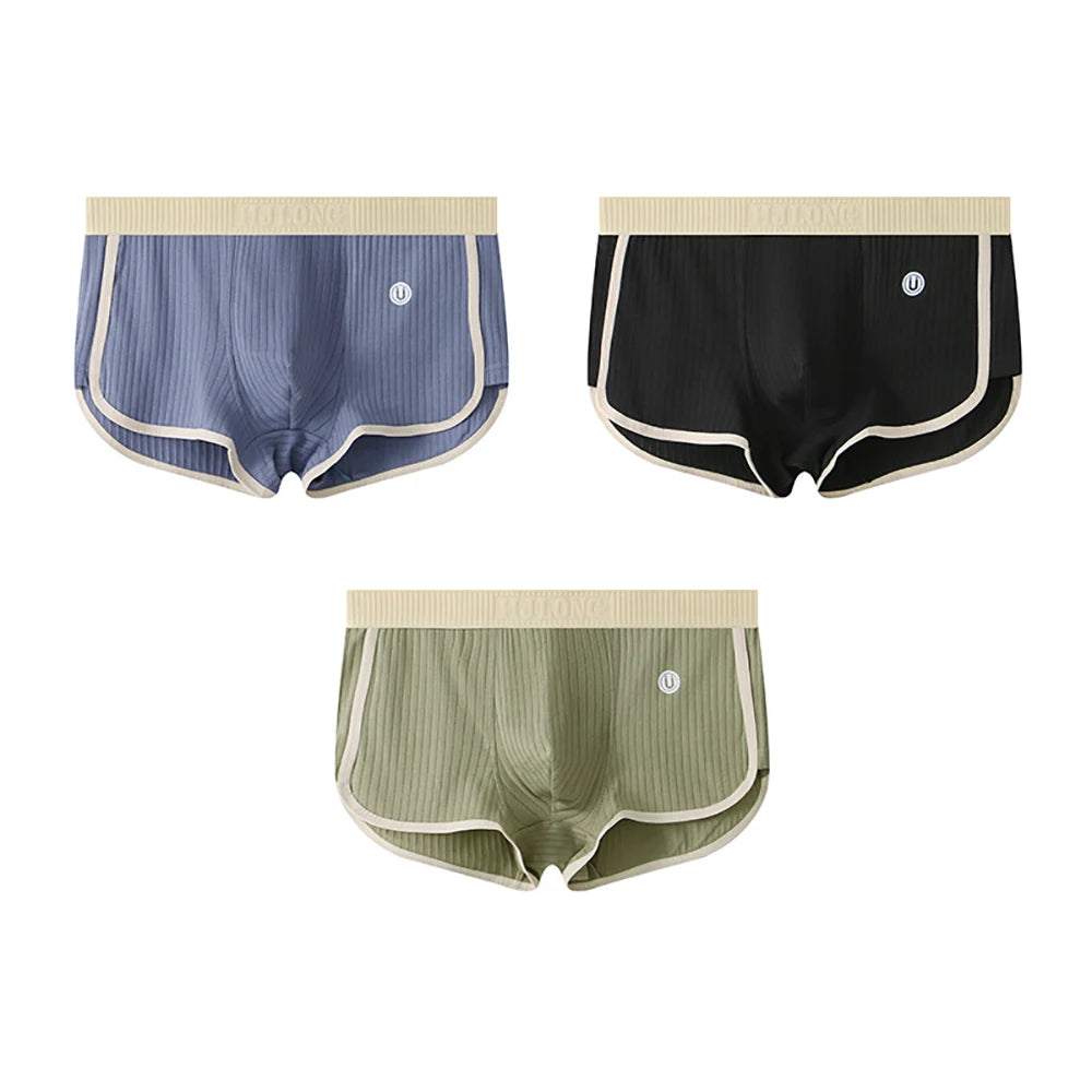 3-Pack Men's 100% Cotton Striped Boxer Briefs