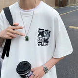 M-8xL Spring Men's T-shirt Short Sleeve Cartoon Graffiti Print Male Female Alphabet 5