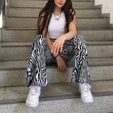 2024 Summer Zebra Print Wide Leg Pants Y2K Trousers Sexy High Waist Women New Fashion Casual Female Stripe Streetwear 16395 2
