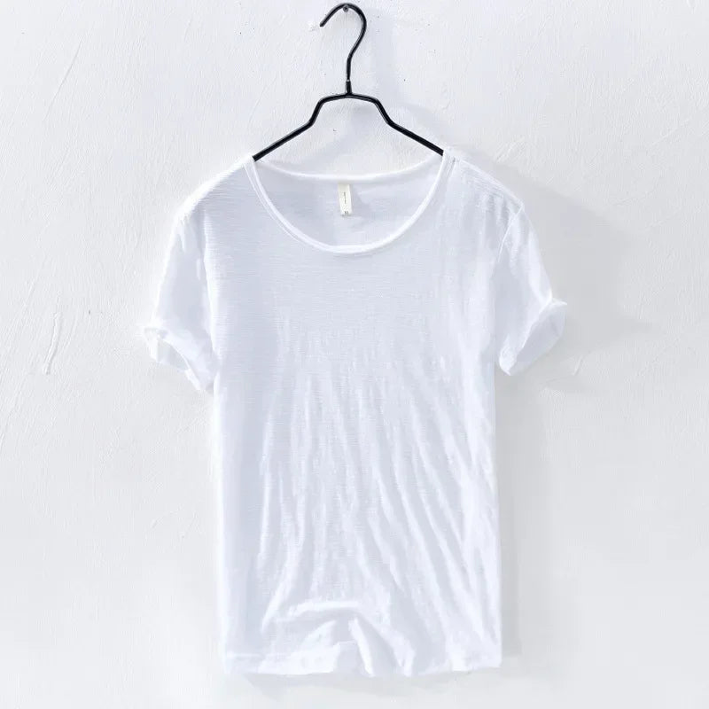 Mens Retro Raw Edge Cotton Tee