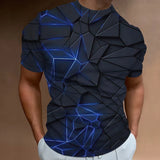 Men’s 3D Line Print Streetwear Tee