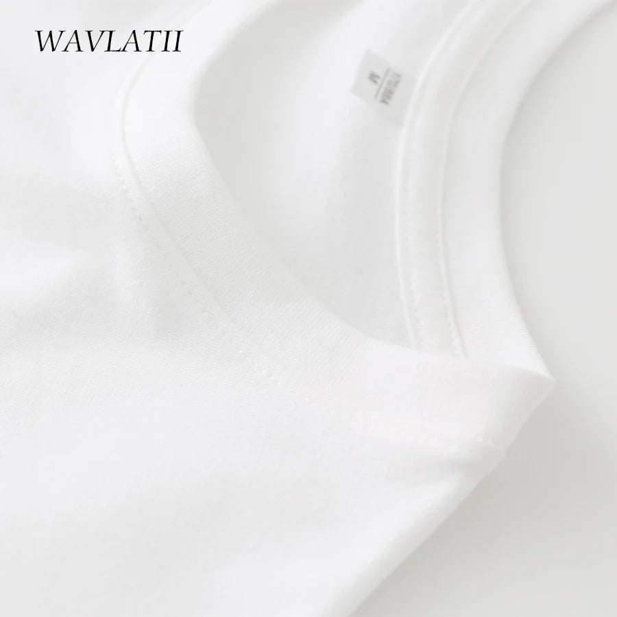 WAVLATII Women New Cotton T shirts Female Soft White Black Tees Lady Plus Size Basic Tops for Summer WT2102 4