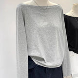 Autumn Winter One Shoulder Cotton Long Sleeve Slant Shoulder Women's Clothing Style Interior Wide Truffle Shoulder Base Shirt 4