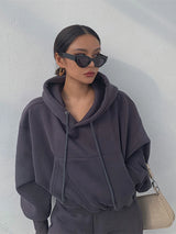 Hoodies Suit Winter Spring Solid Casual Tracksuit Women Fleece 2 Pieces Set Sports Sweatshirts Pullover Sweatpants Wholesale 23
