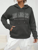 Los Angeles Letter Design Fleece Hoodie
