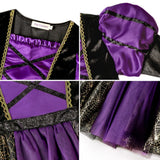 2025 Halloween Easter Festive Party Girl Cosplay Classic Witch Purple Print Long Sleeve Dress Evil Horror Set Baby Birthday Gift 5