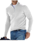 Autumn Men's Sweatwear Warm Pullover Solid Color Half Zipper Casual Sweater Slim V-neck Long Sleeve Men's Sweatshirts TheFashionFever 4