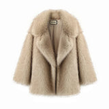 Chic Winter Gradient Faux Fox Fur Oversized Coat