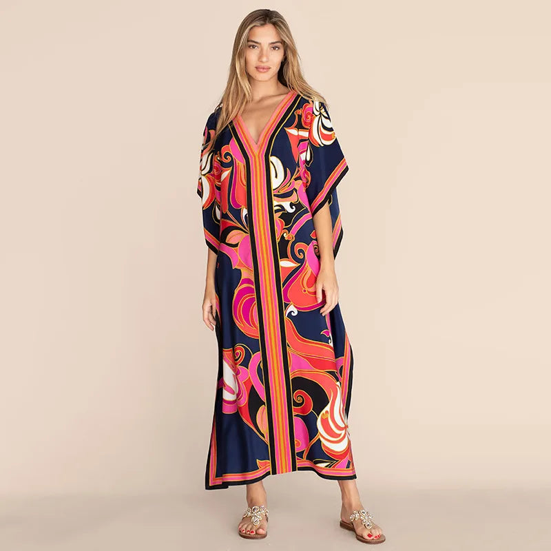 Women's Kaftan Dress | Plus Size Beach Cover Up | Summer Kimono Robe
