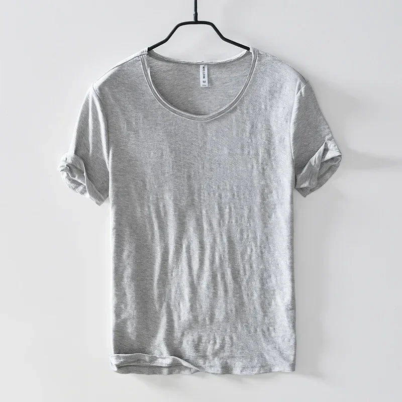 Mens Retro Raw Edge Cotton Tee
