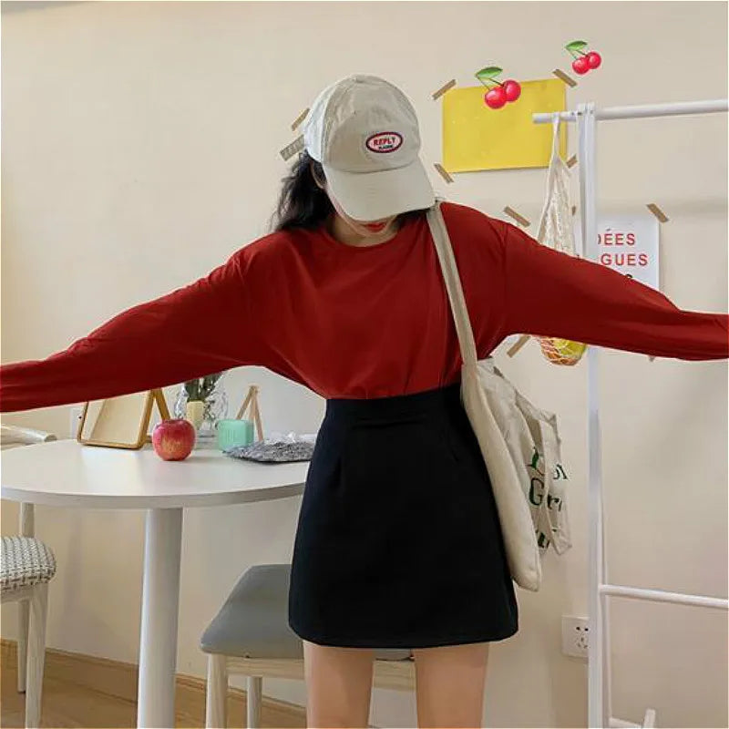 Skirts Women Solid All-match Mini Teenagers Fashion Lady Empire Popular Charm Preppy Temperament Ulzzang Simple Casual Gray New 5