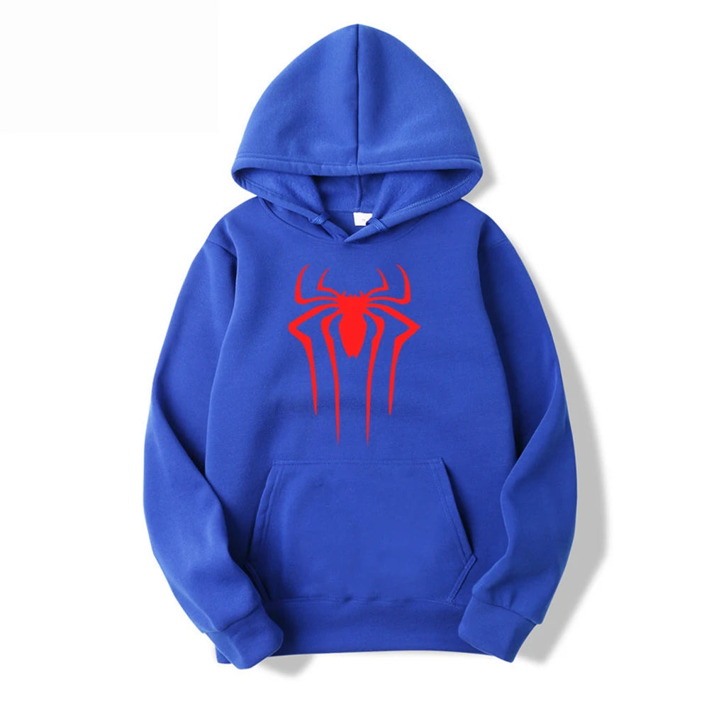 Fashion brand Men's Hoodie Casual Hoodie Sweatshirt Men's/Women's top Solid color printed spider hoodie sweatshirt