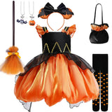 Girls' Halloween Pumpkin Witch Princess Dress
