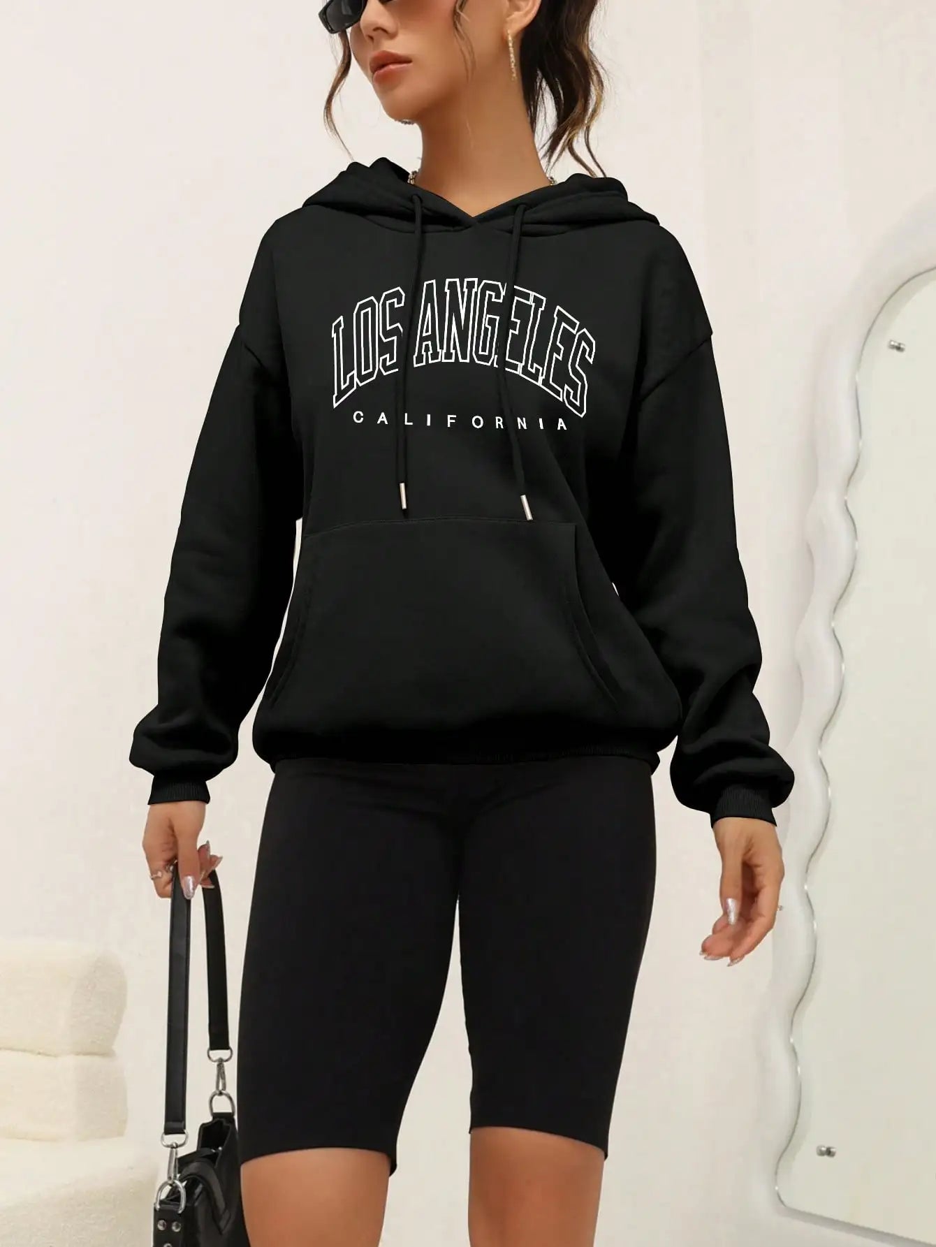 Los Angeles Art Letter Design Women Hoodies American Style Casual Hoody Autumn Hip Hop Female Hoodie Casual Fleece Clothing 4