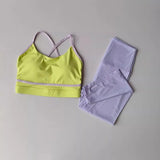 Women's Yoga Set Workout Set 2 Piece High Waist Yoga Leggings Sports Bra Gym Suit Activewear Sports Fitness Set Sports Suit 6